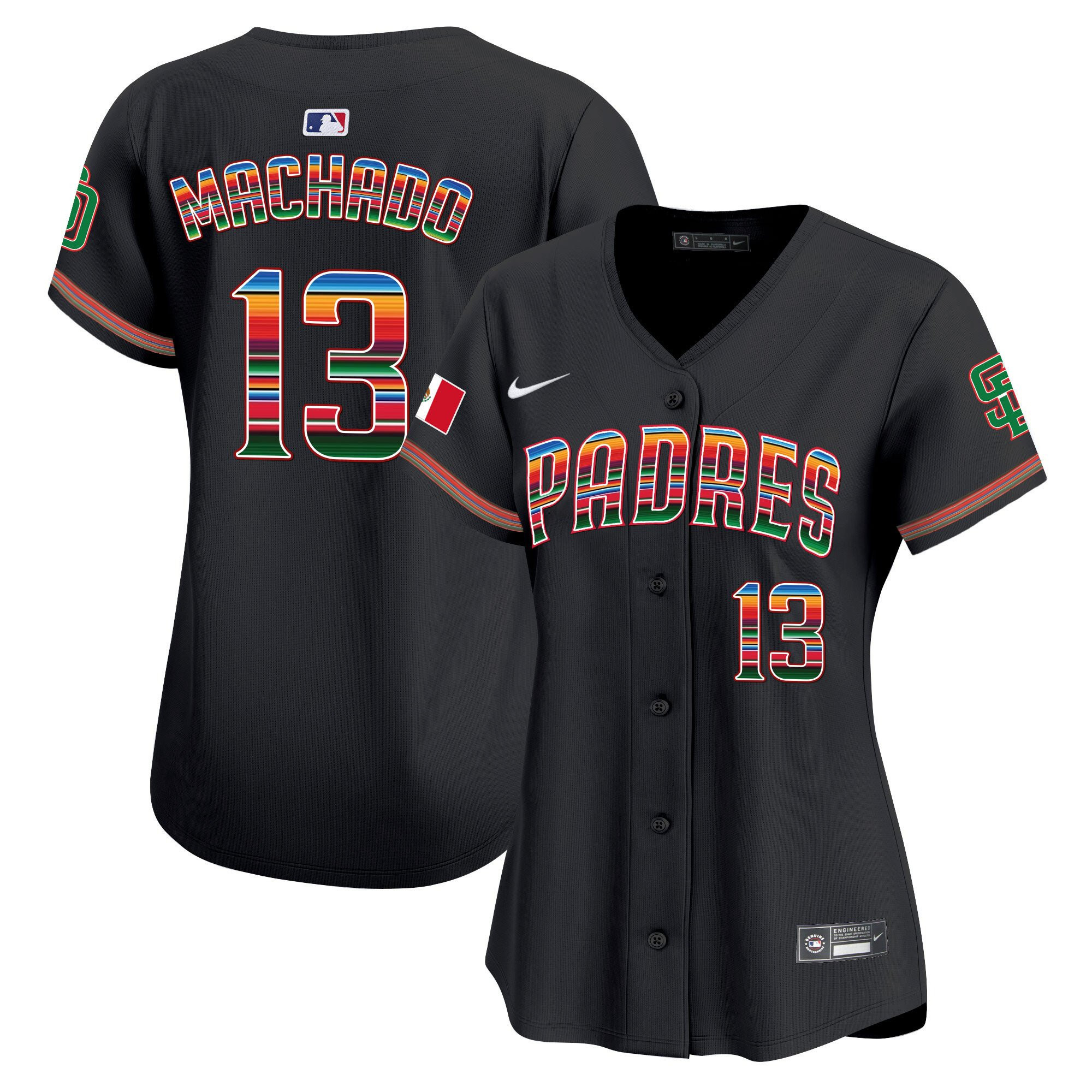 Manny Machado 13 San Diego Padres Mexico Women Baseball Jersey - Black 