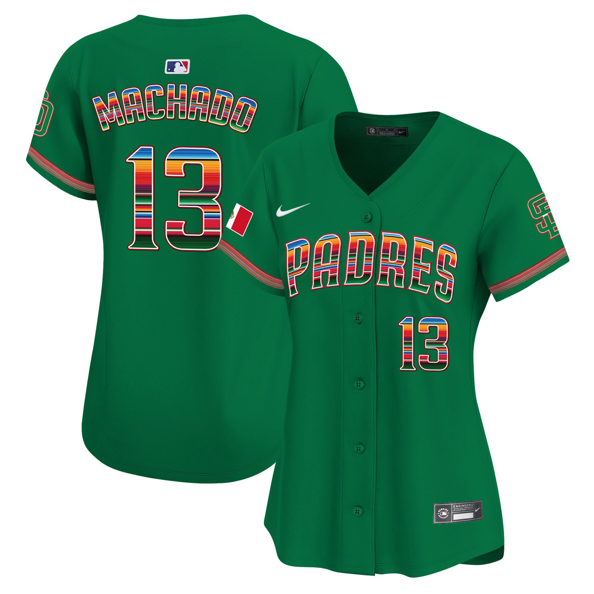 Manny Machado 13 San Diego Padres Mexico Women Baseball Jersey - Green 