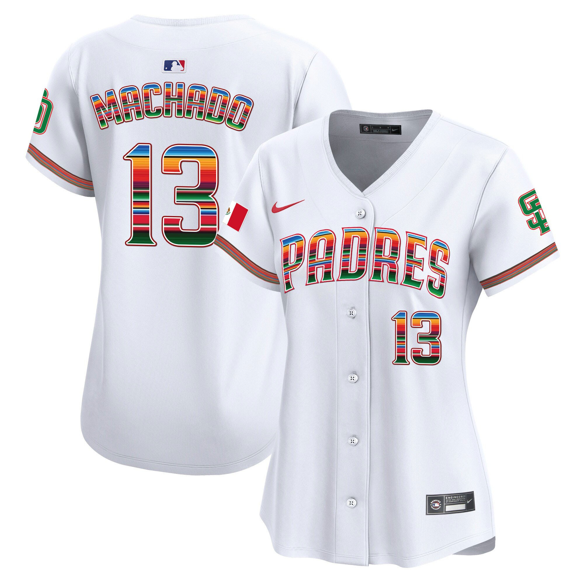 Manny Machado 13 San Diego Padres Mexico Women Baseball Jersey - White 