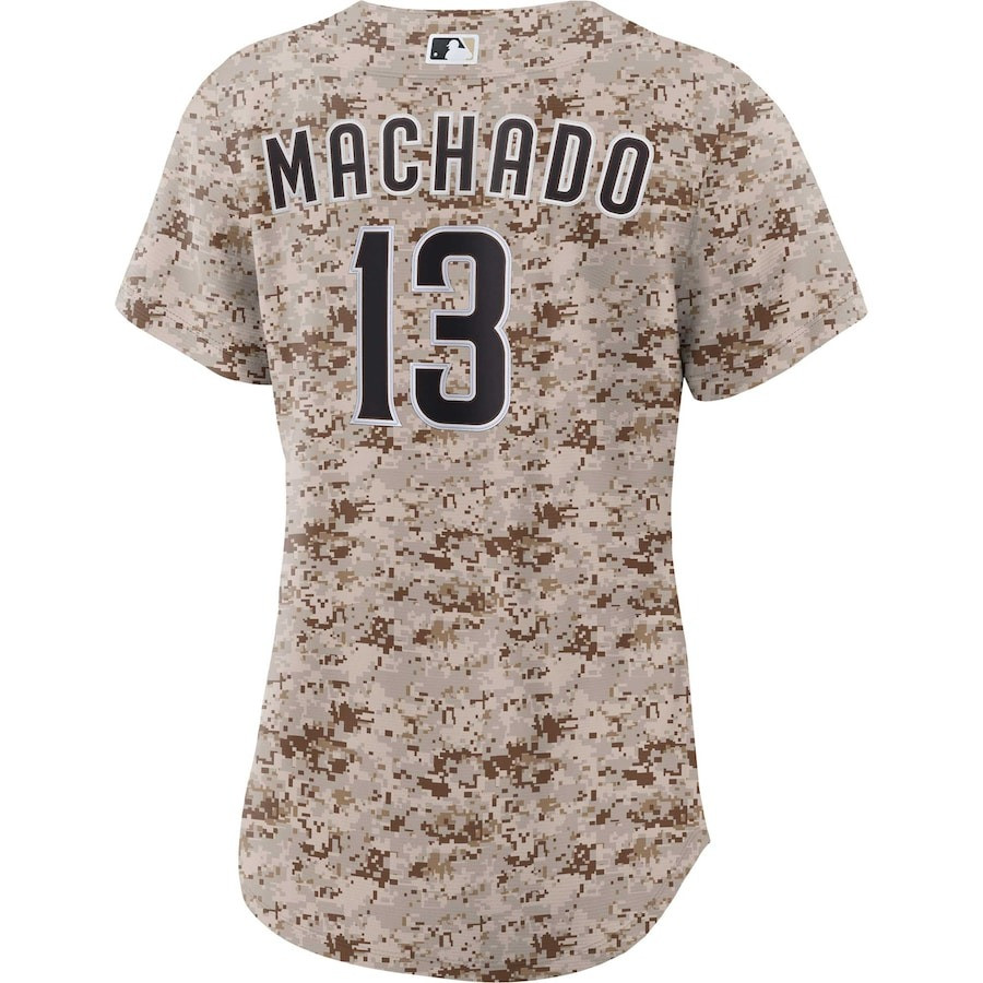 Alternative view of Manny Machado 13 San Diego Padres USMC Alternate Women Baseball Jersey - Camo 