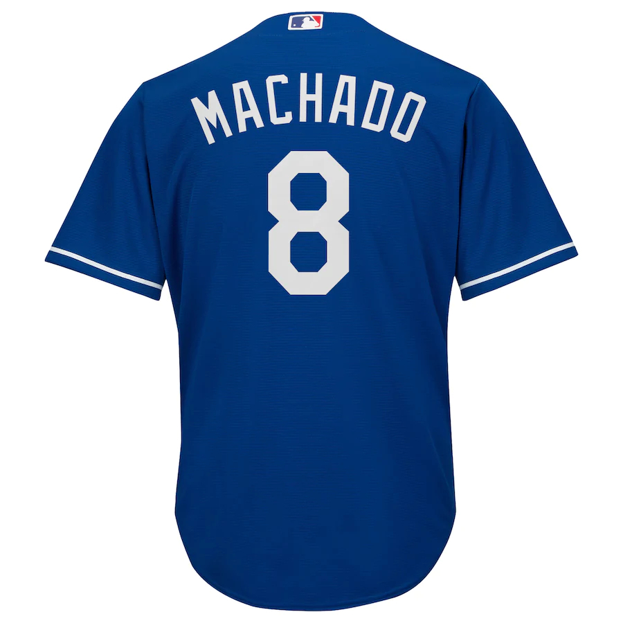 Alternative view of Manny Machado Los Angeles Dodgers Majestic Official Cool Base Player Baseball Jersey - Royal