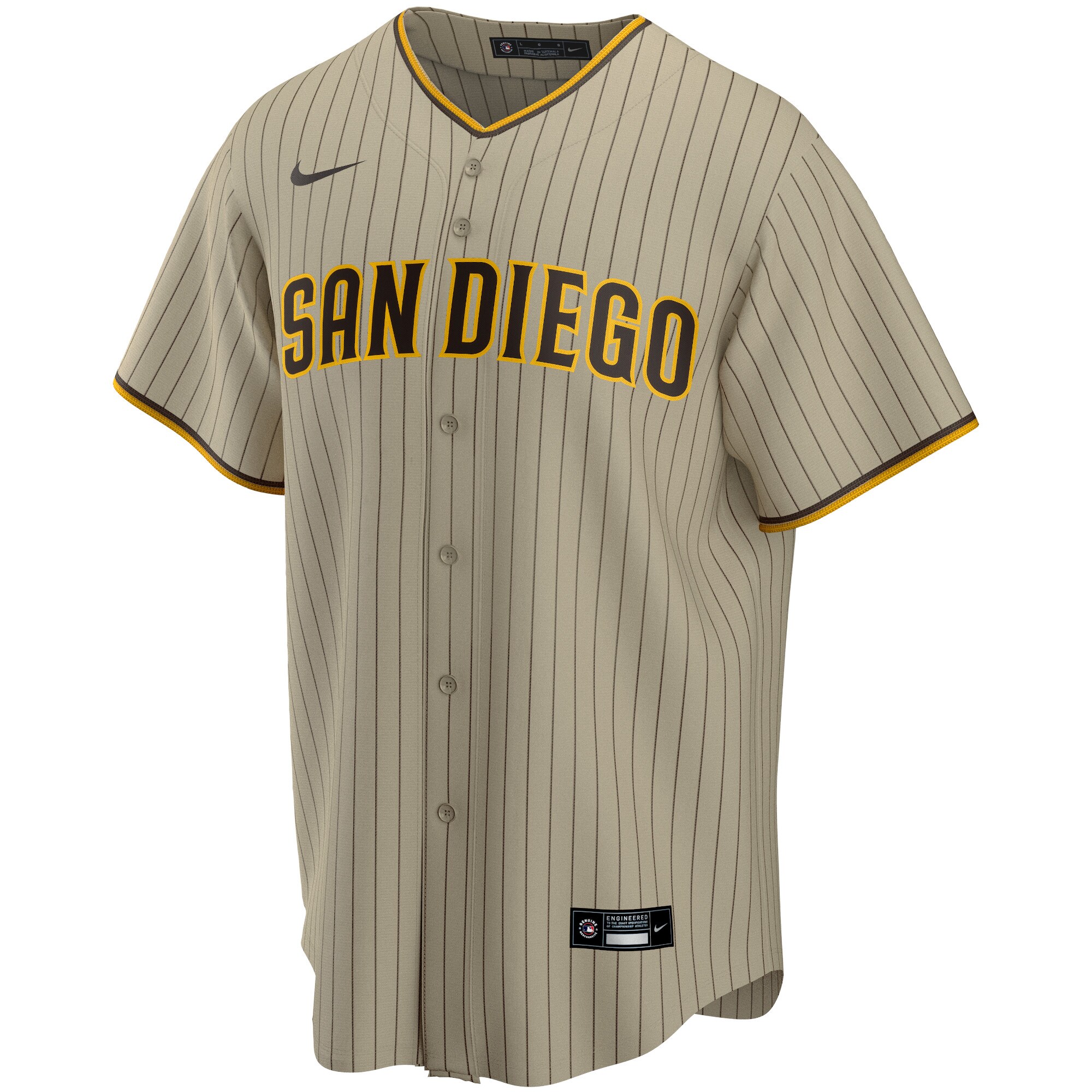 Alternative view of Manny Machado San Diego Padres Alternate Replica Player Baseball Jersey – Tan