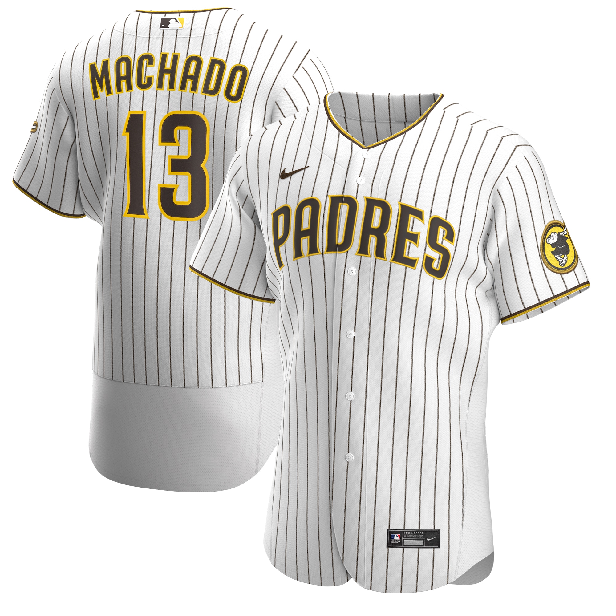 Manny Machado San Diego Padres Home Authentic Player Baseball Jersey - White/brown
