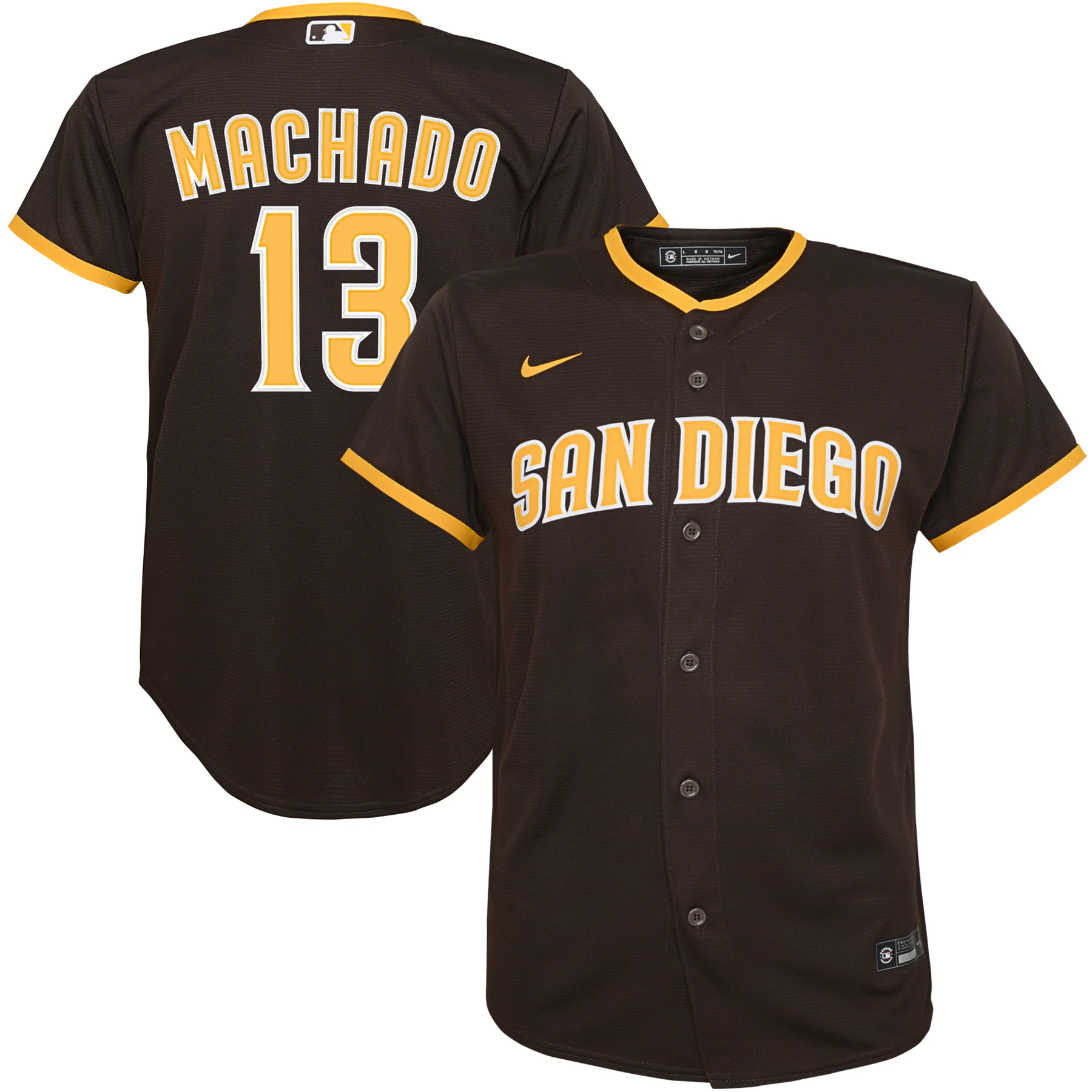 Manny Machado San Diego Padres Youth Alternate Replica Player Baseball Jersey - Brown