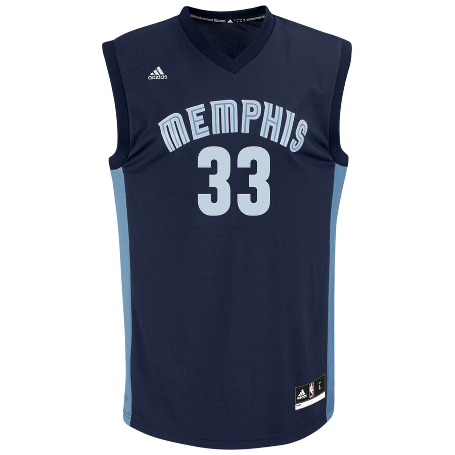 Alternative view of Marc Gasol Memphis Grizzlies Adidas Replica Basketball Jersey - Navy Blue