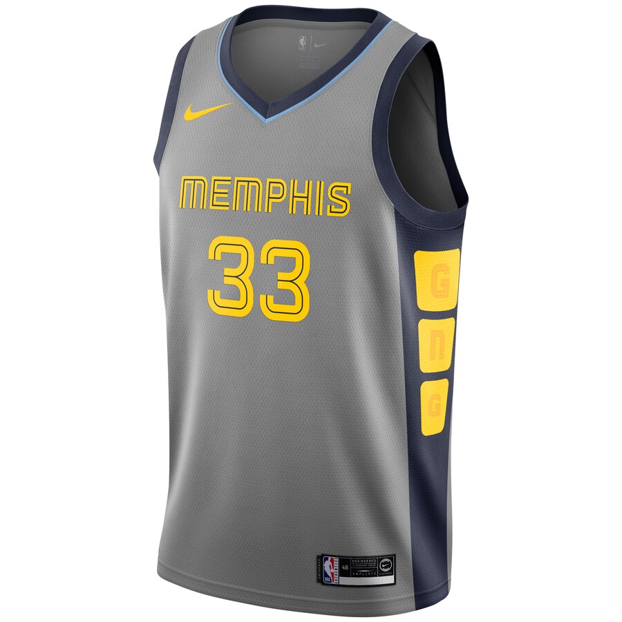 Alternative view of Marc Gasol Memphis Grizzlies City Edition Swingman Basketball Jersey - Gray