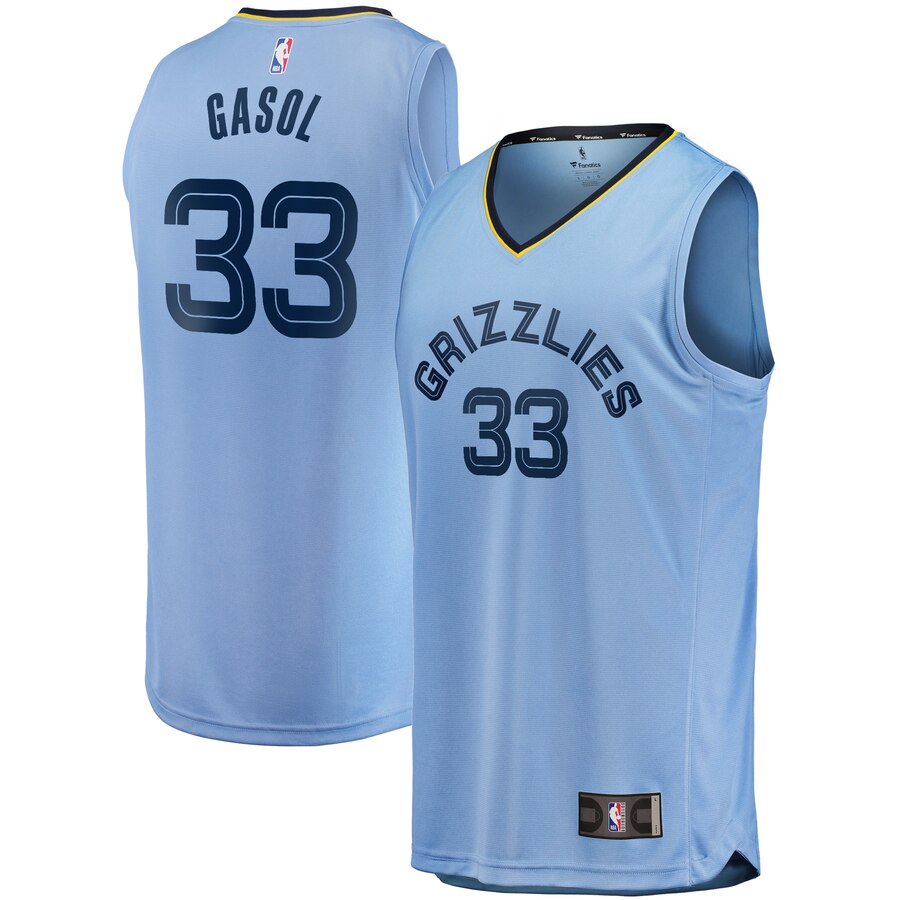 Marc Gasol Memphis Grizzlies Fanatics Branded Youth Draft Fast Break Replica Basketball Jersey - Light Blue