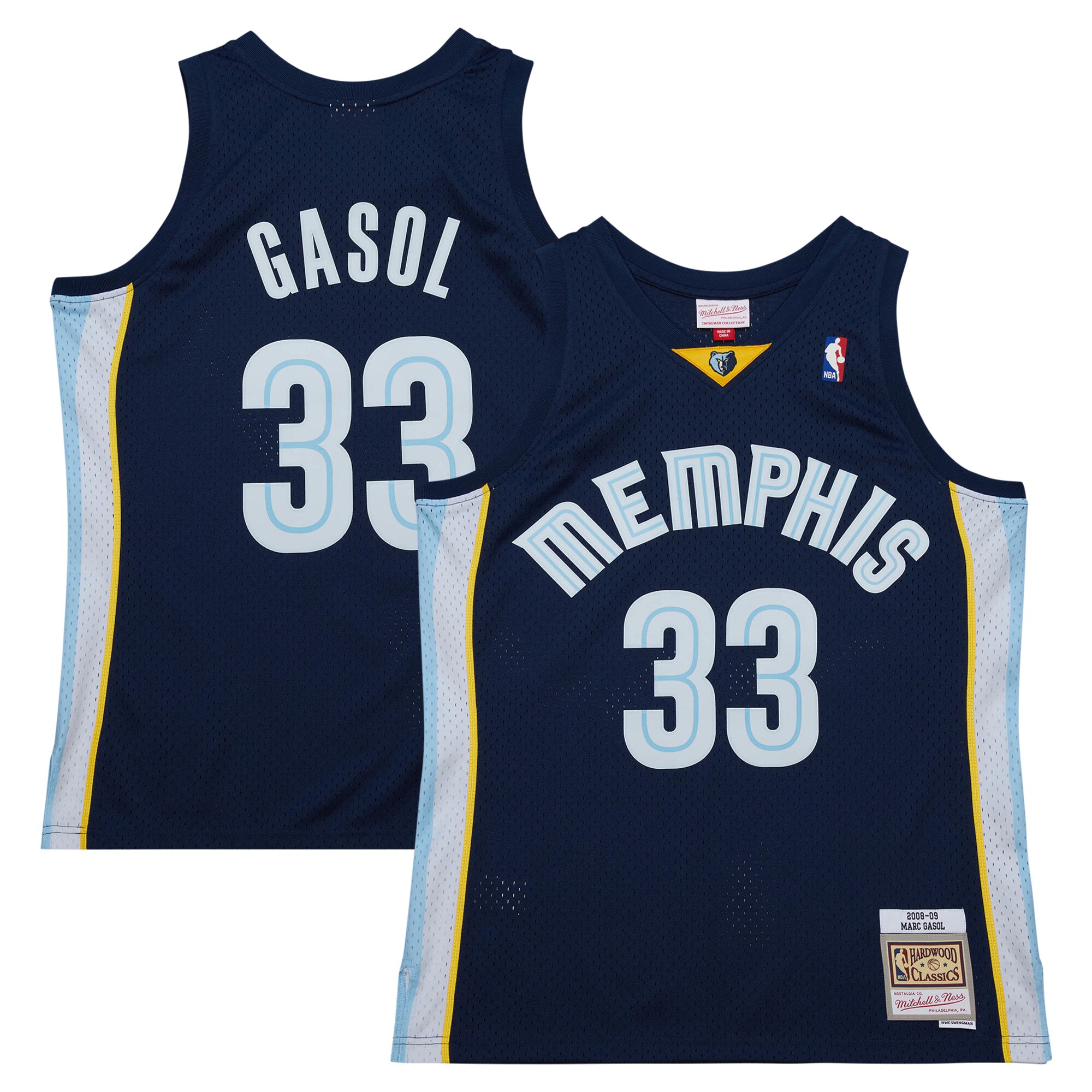 Marc Gasol Memphis Grizzlies Mitchell & Ness 2008/09 Hardwood Classics Swingman Throwback Basketball Jersey - Navy