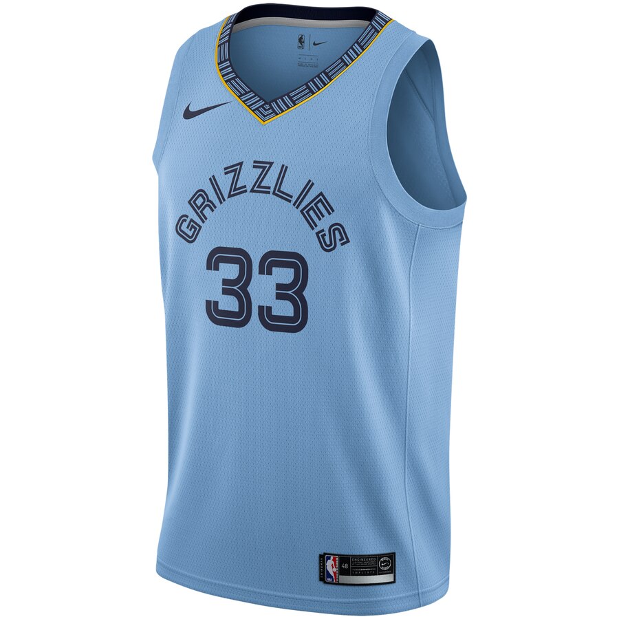 Alternative view of Marc Gasol Memphis Grizzlies Replica Swingman Basketball Jersey - Statement Edition - Light Blue