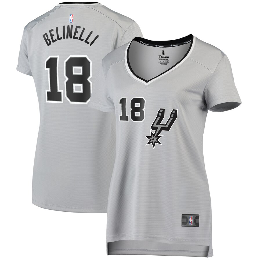 Marco Belinelli San Antonio Spurs Fanatics Branded Women's Fast Break Replica Player Basketball Jersey - Statement Edition - Silver