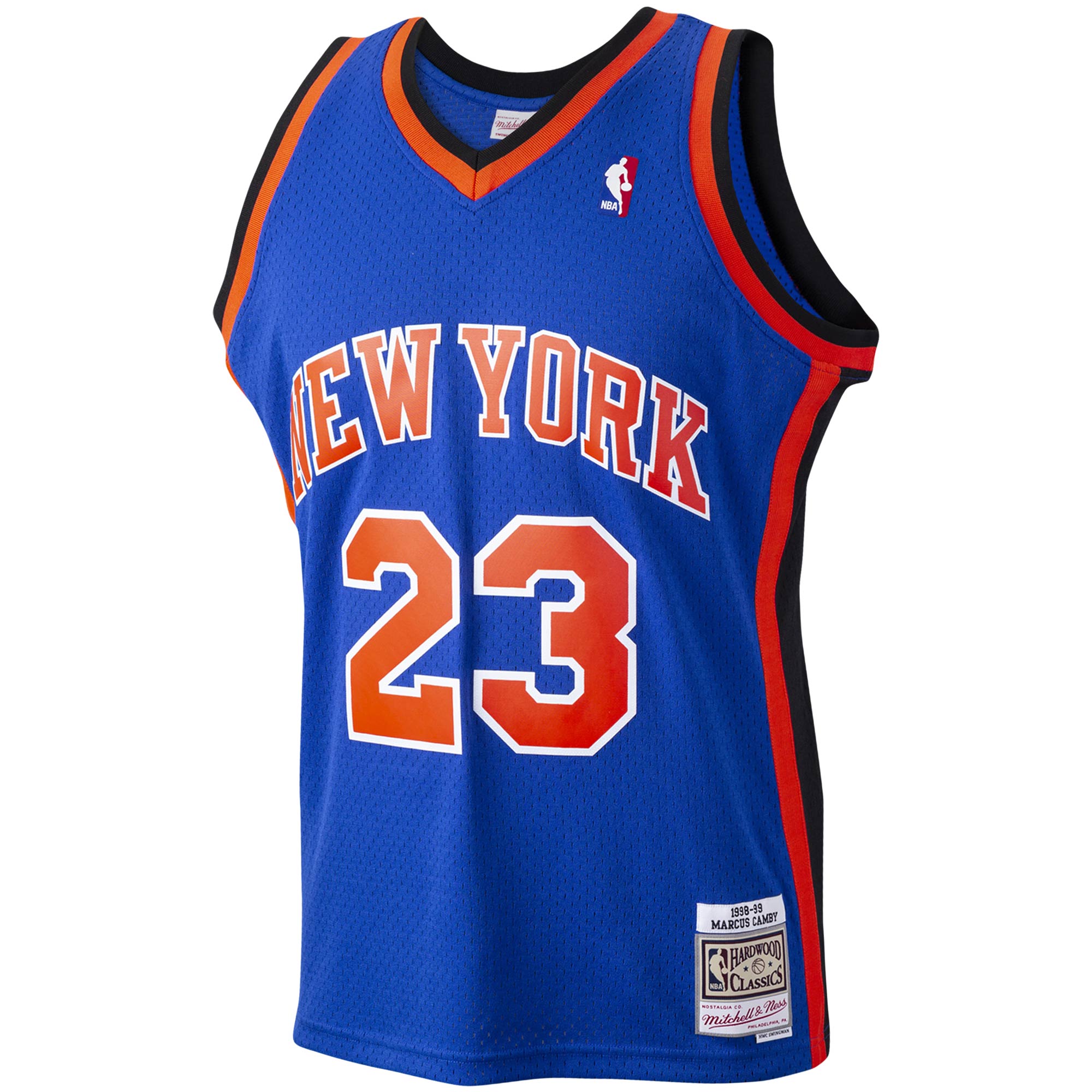 Alternative view of Marcus Camby New York Knicks Mitchell & Ness 1998/99 Hardwood Classics Swingman Basketball Jersey - Blue