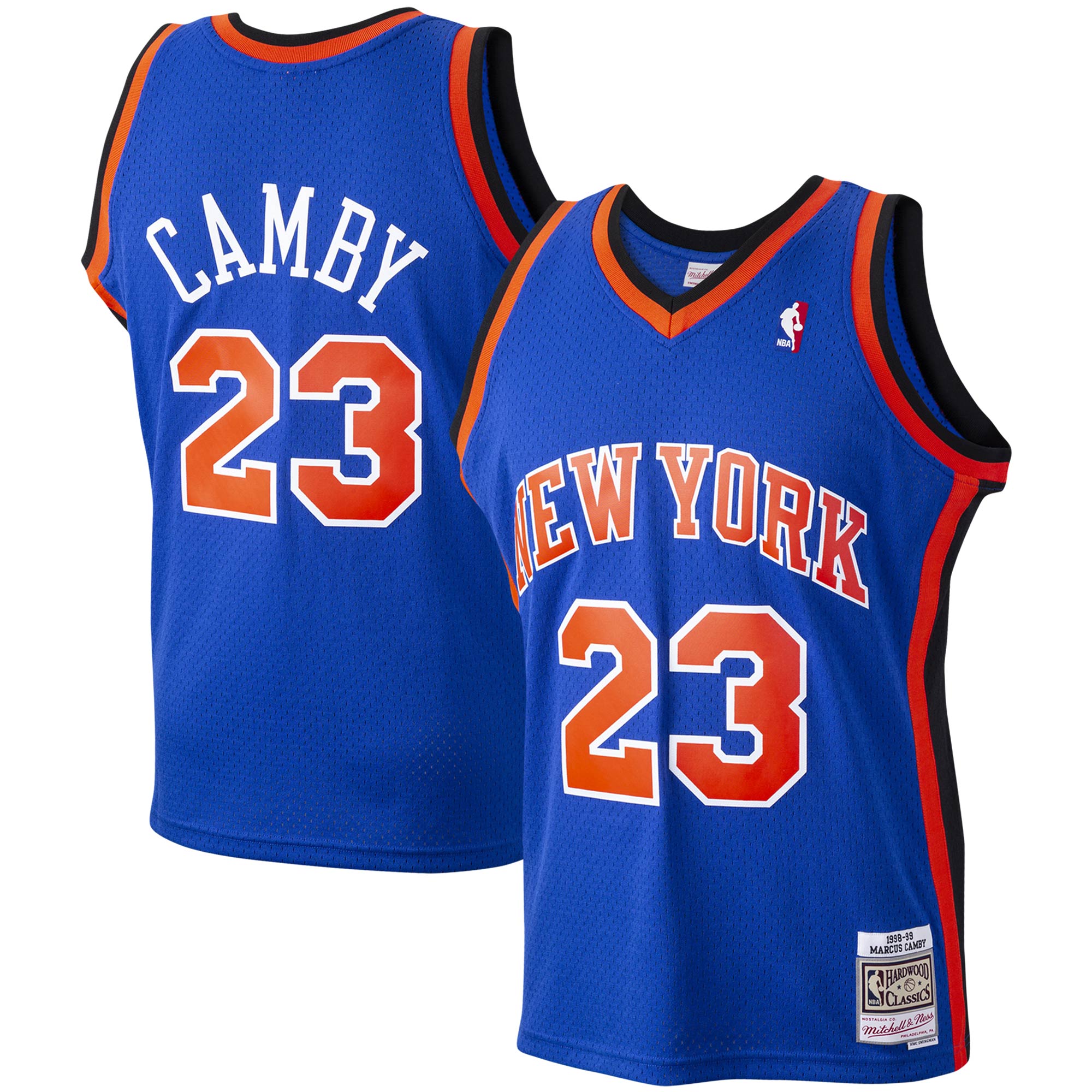 Alternative view of Marcus Camby New York Knicks Mitchell & Ness 1998-99 Hardwood Classics Swingman Player Basketball Jersey – Blue