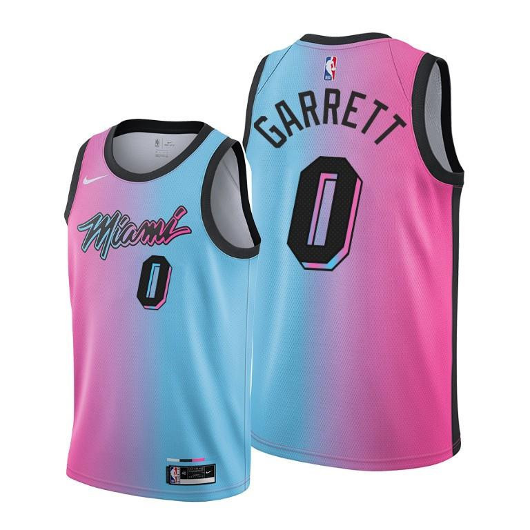 Marcus Garrett 0 Miami Heat City Edition Blue Pink Basketball Jersey - Men Basketball Jersey - JS854 