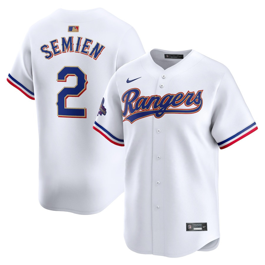 Marcus Semien 2 Texas Rangers 2024 Gold Collection Limited Baseball Jersey - White - JS571 