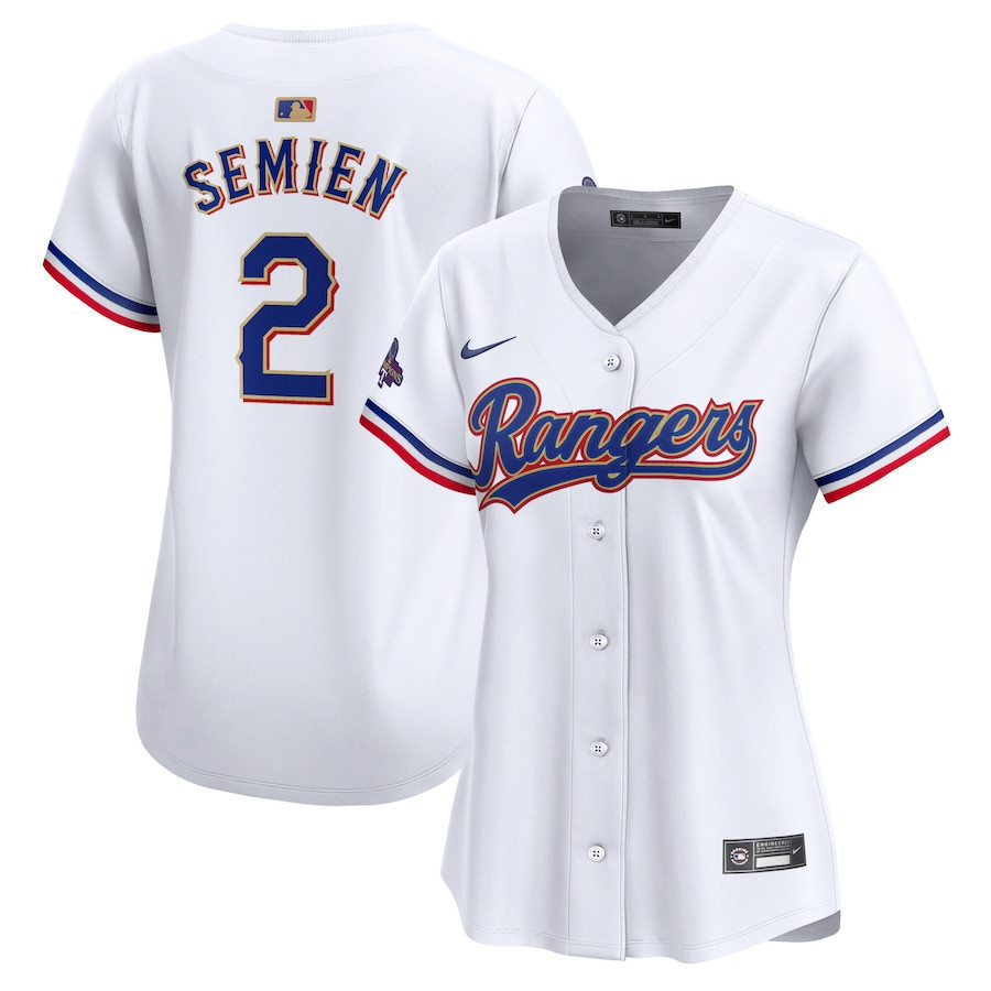 Marcus Semien 2 Texas Rangers 2024 Gold Collection Limited Baseball Jersey - Women White - JS392 