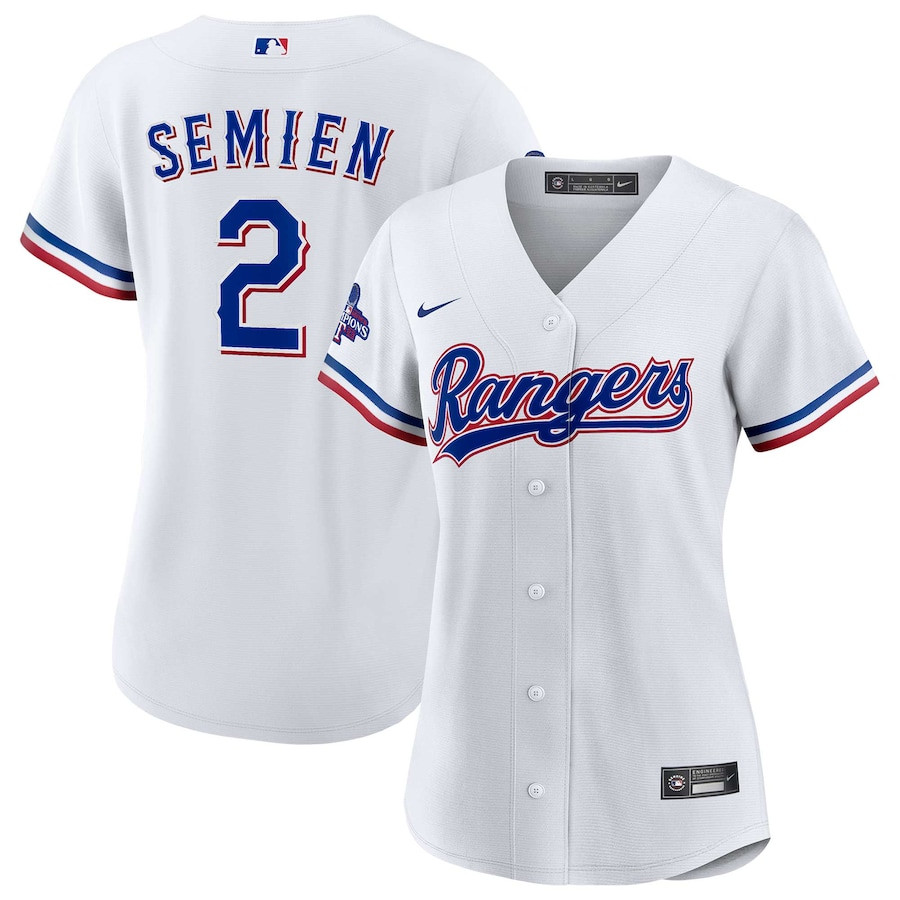 Marcus Semien 2 Texas Rangers Home 2023 World Series Champions Women Baseball Jersey - White - JS742 