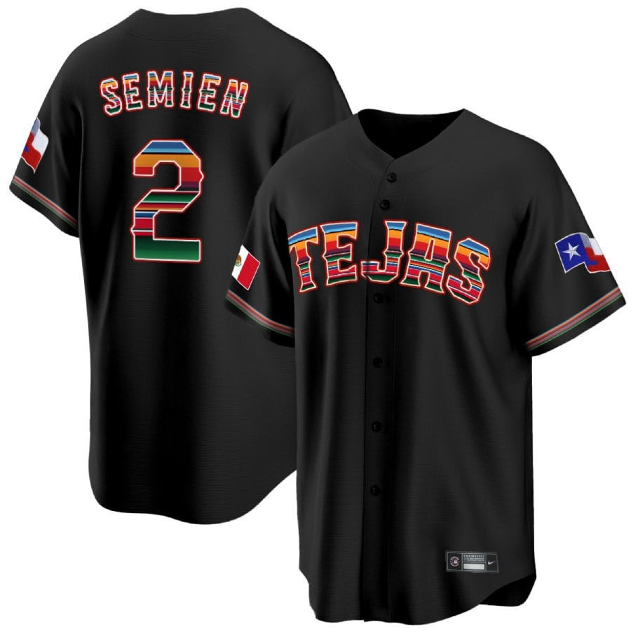 Marcus Semien 2 Texas Rangers Mexican Collection Baseball Men Baseball Jersey - Black - JS444 