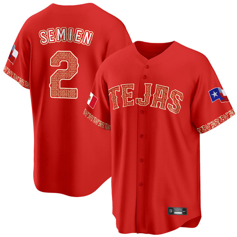 Marcus Semien 2 Texas Rangers Mexican Collection Baseball Men Baseball Jersey - Red - JS188 