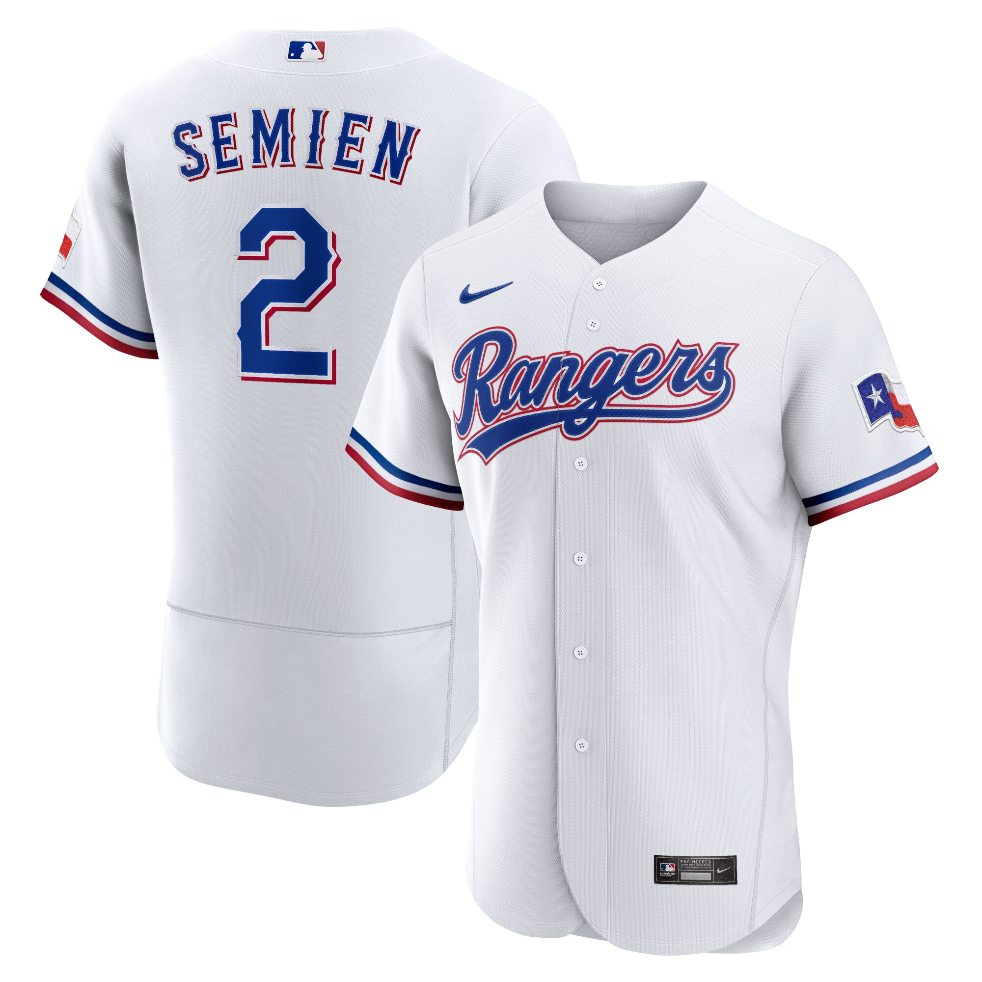 Alternative view of Marcus Semien Texas Rangers Home Authentic Player Baseball Jersey – White