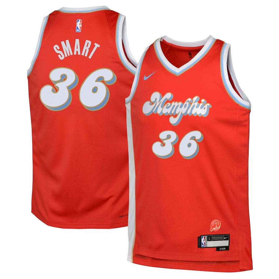 Marcus Smart 36 Memphis Grizzlies 2024/25 Swingman Player YOUTH Basketball Jersey - City Edition - Red - JS315 