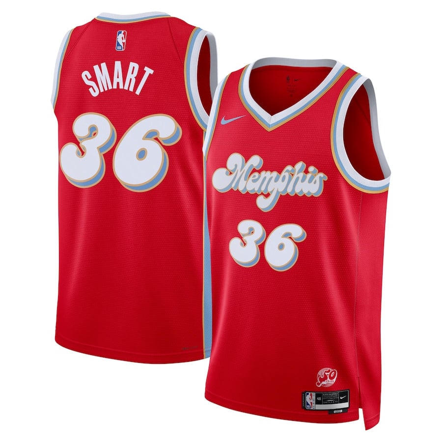 Marcus Smart 36 Memphis Grizzlies Unisex 2024/25 Swingman Player Basketball Jersey - City Edition - Red - JS815 