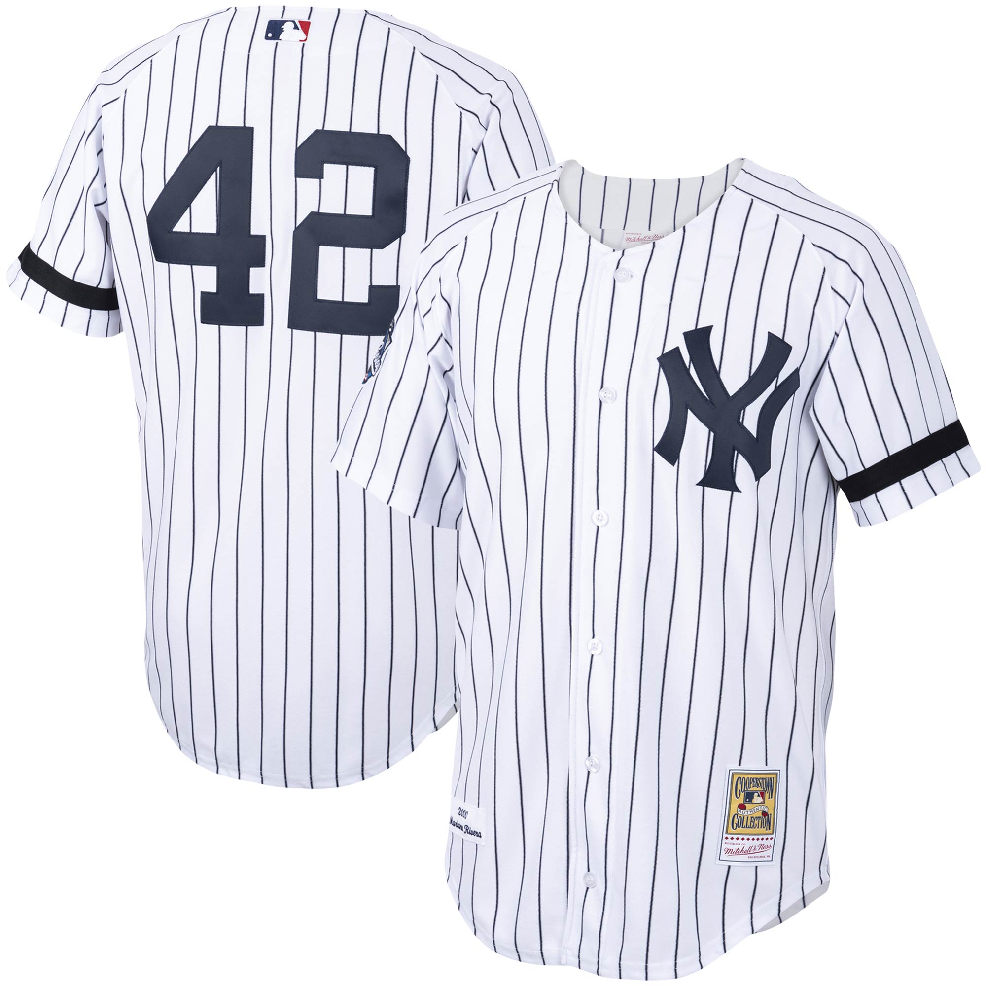 Mariano Rivera New York Yankees Mitchell & Ness Home 2000 Cooperstown Collection Authentic Baseball Jersey - White/navy