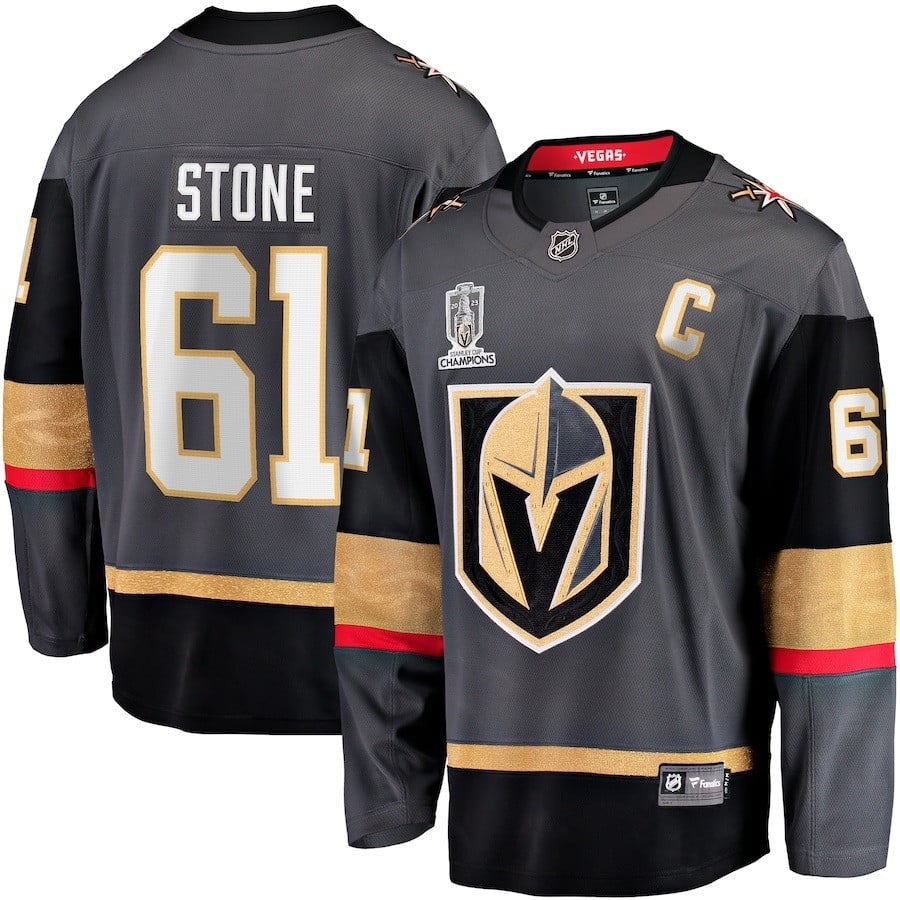 Mark Stone 61 Vegas Golden Knights 2023 Stanley Cup Champions Patch Alternate Breakaway Hockey Jersey - Black - JS524 