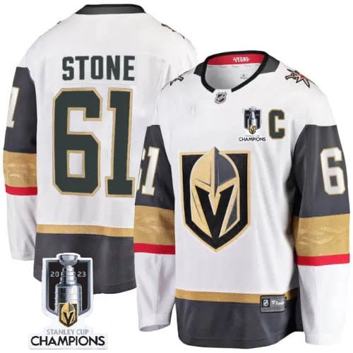 Mark Stone 61 Vegas Golden Knights 2023 Stanley Cup Champions Patch Away Breakaway Player Hockey Jersey - White - JS122 