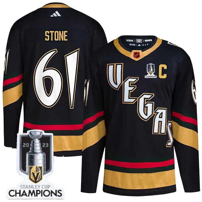 Mark Stone 61 Vegas Golden Knights 2023 Stanley Cup Champions Patch Special Edition 2.0 Breakaway Hockey Jersey - Black - JS387 