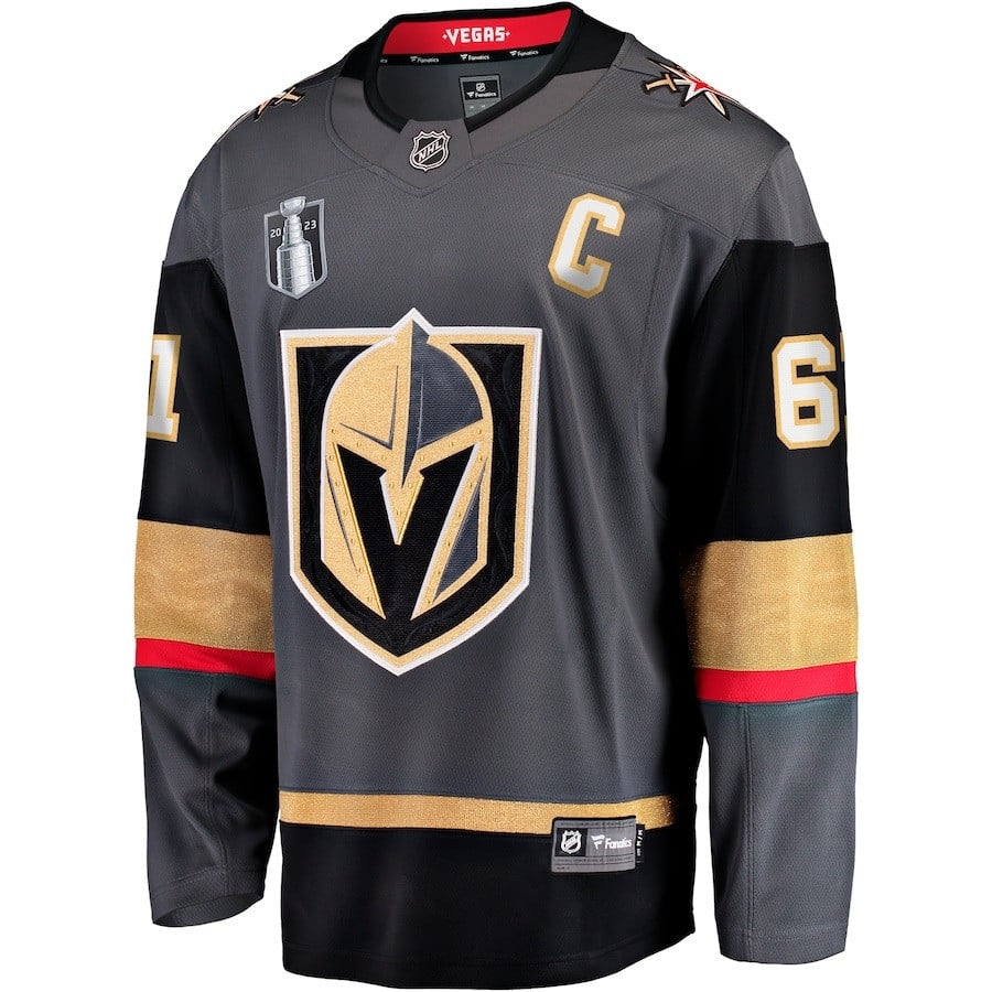 Alternative view of Mark Stone 61 Vegas Golden Knights 2023 Stanley Cup Final Alternate Breakaway Player Hockey Jersey - Black - JS398 