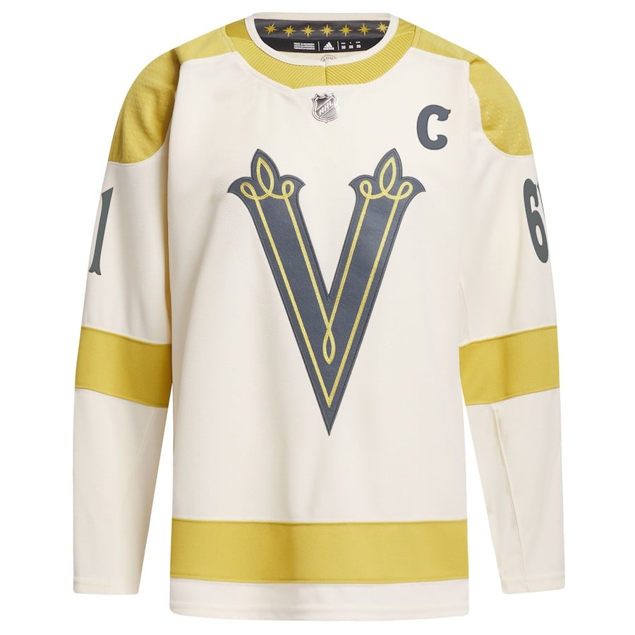 Alternative view of Mark Stone 61 Vegas Golden Knights 2024 NHL Winter Classic Primegreen Men Hockey Jersey - Cream - JS853 