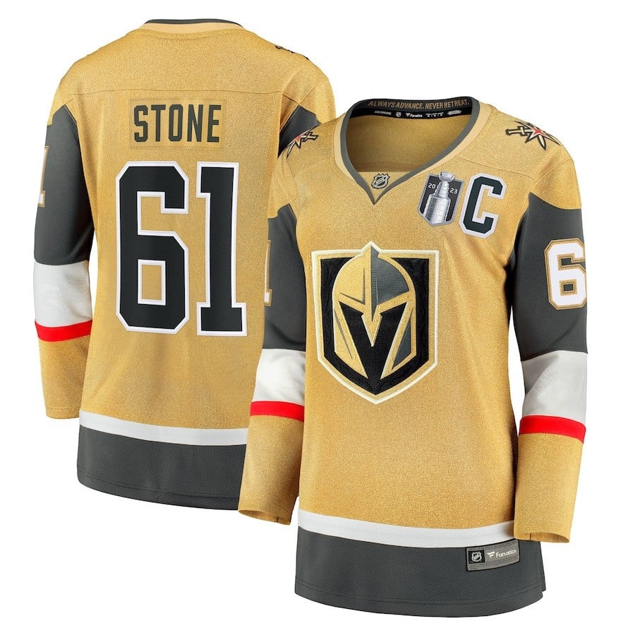 Mark Stone 61 Vegas Golden Knights Women's 2023 Stanley Cup Final Home Breakaway Player Hockey Jersey - Gold - JS267 
