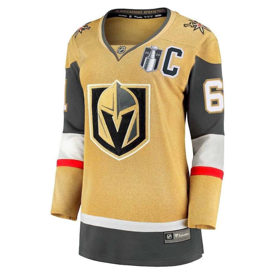 Alternative view of Mark Stone 61 Vegas Golden Knights Women's 2023 Stanley Cup Final Home Breakaway Player Hockey Jersey - Gold - JS267 