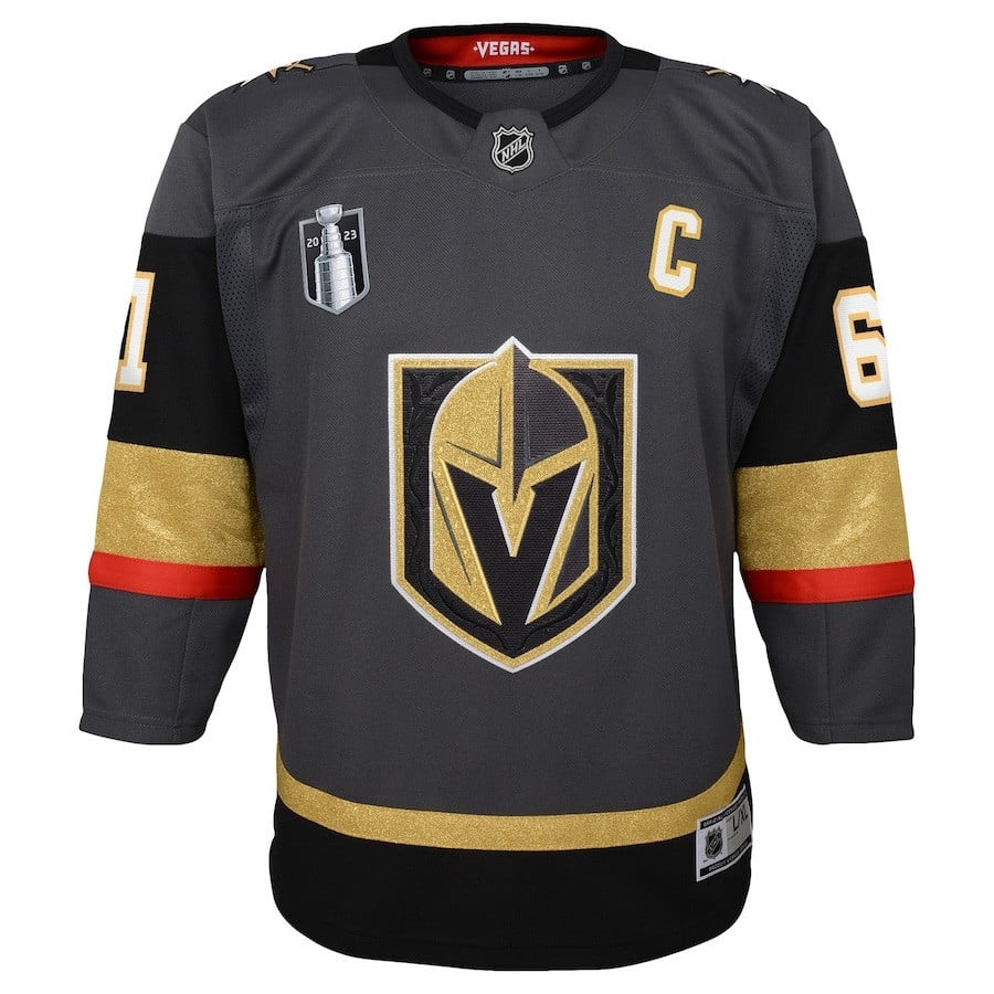 Alternative view of Mark Stone 61 Vegas Golden Knights Youth 2023 Stanley Cup Final Alternate Hockey Jersey - Black - JS970 
