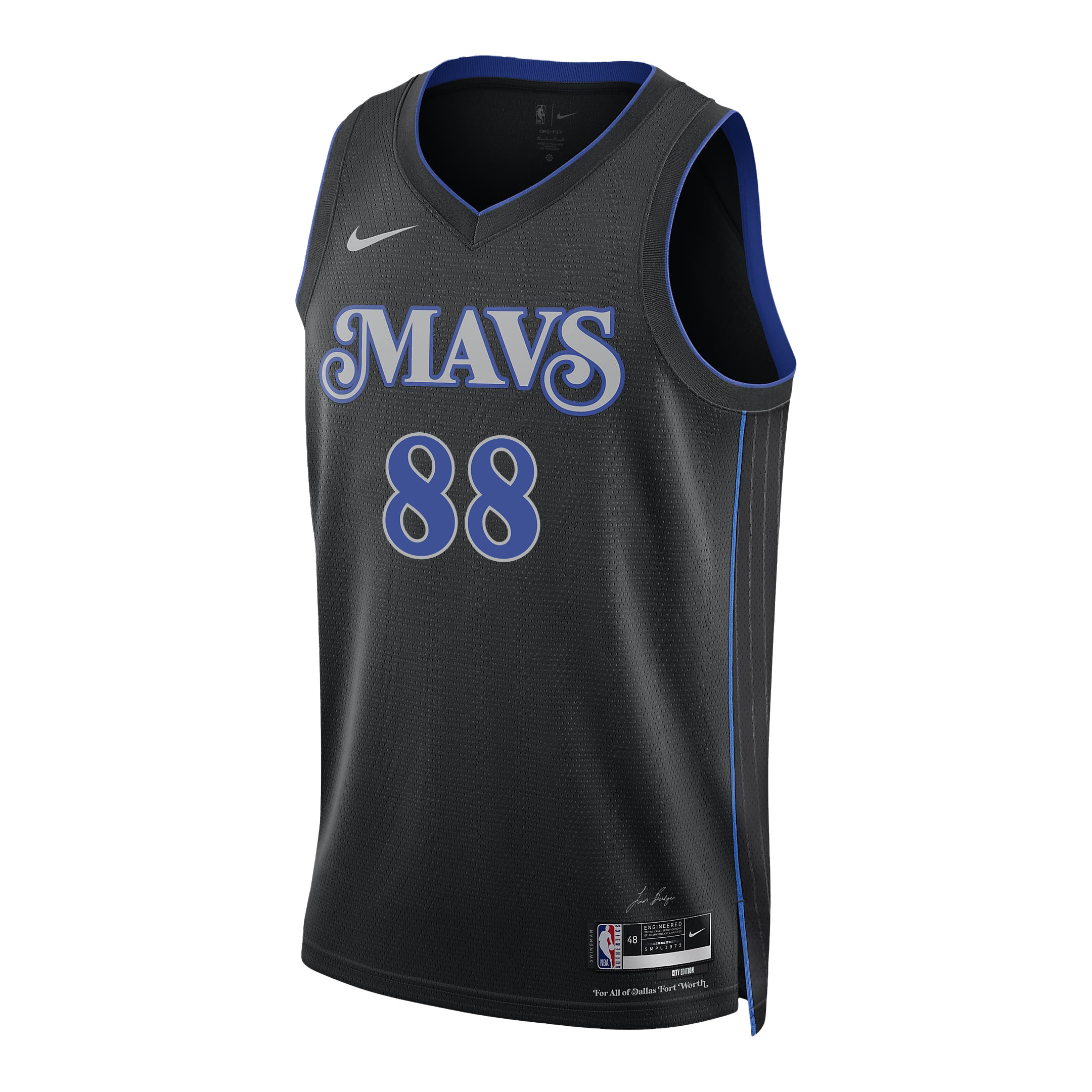 Alternative view of Markieff Morris 88 Dallas Mavericks 2024 FINALS PATCH Swingman Basketball Jersey - City Edition - Black - JS566 
