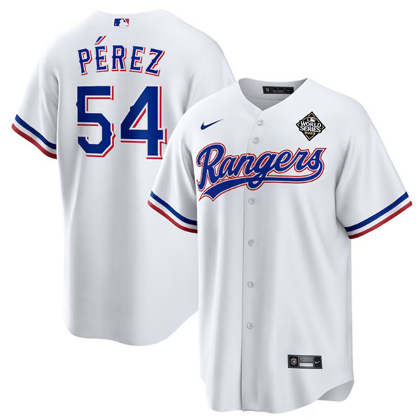 Martín Pérez 54 Texas Rangers 2023 World Series Stitched Baseball Jersey - White - JS619 