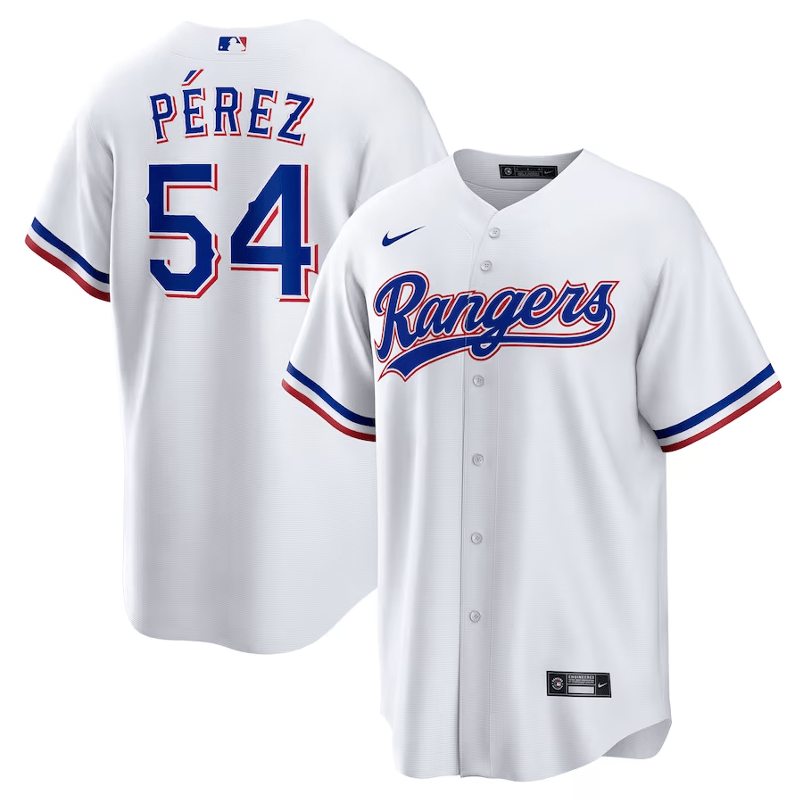 Martín Pérez 54 Texas Rangers Home Men Baseball Jersey - White - JS345 