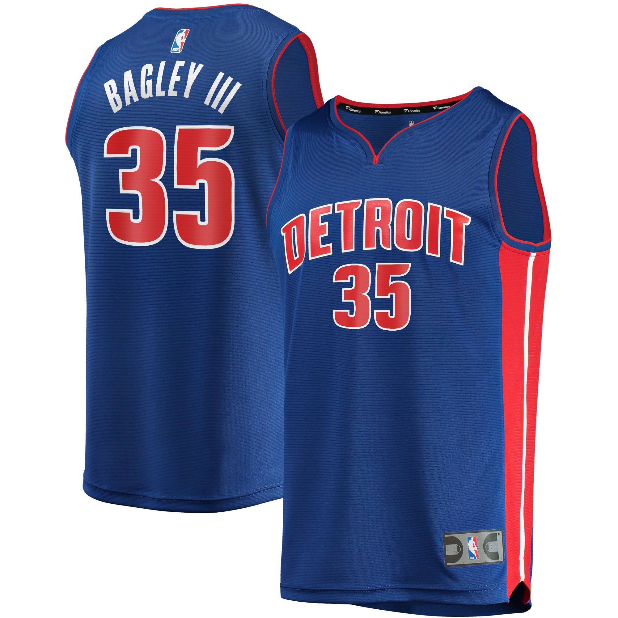 Alternative view of Marvin Bagley Iii Detroit Pistons Fanatics Branded 2021/22 Fast Break Replica Basketball Jersey - Icon Edition - Blue