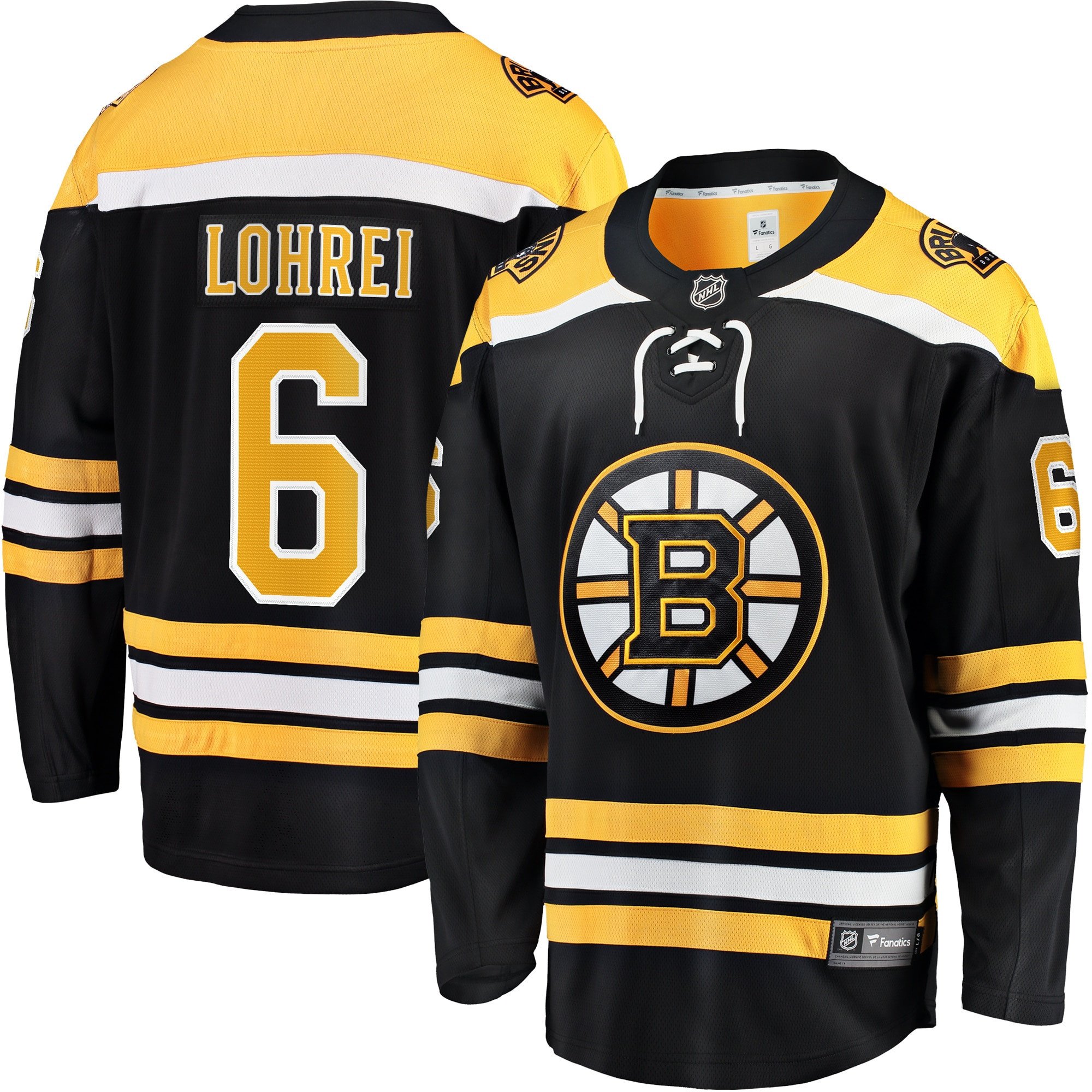 Mason Lohrei 6 Boston Bruins Home Breakaway Hockey Jersey - Men, Black - JS838 