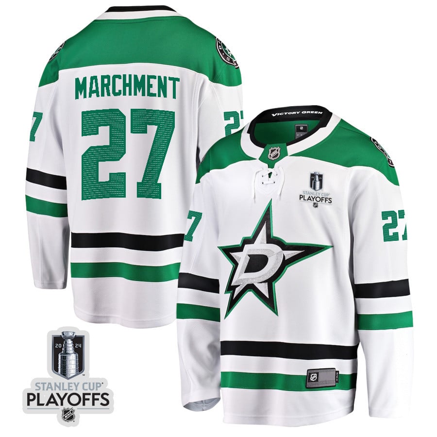 Mason Marchment 27 Dallas Stars 2024 NHL Playoffs Patch Away Breakaway Hockey Jersey - Men - JS193 