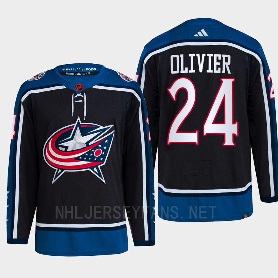 Mathieu Olivier 24 Reverse Retro 2.0 2022 Columbus Blue Jackets Navy Hockey Jersey Primegreen - JS616 