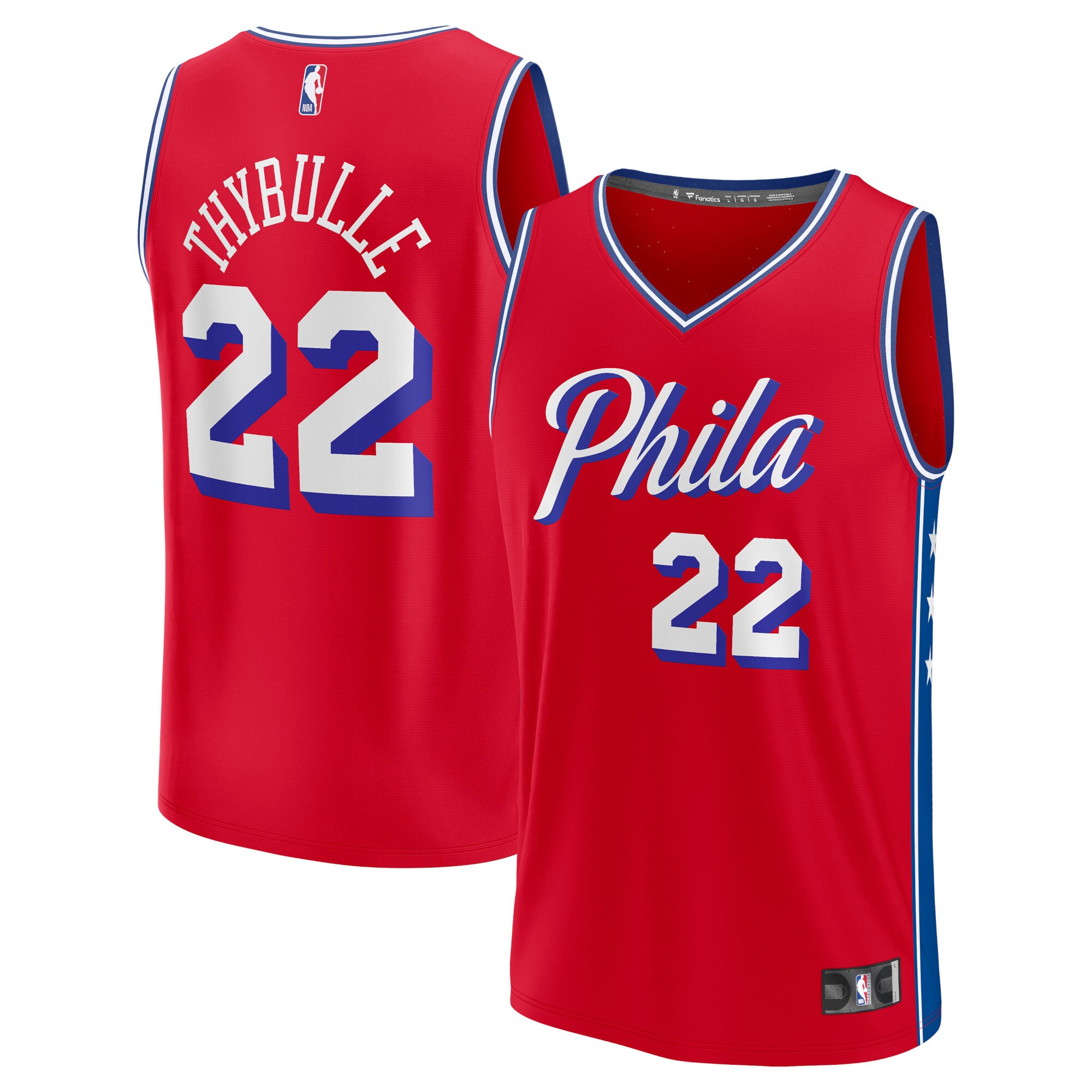 Alternative view of Matisse Thybulle Philadelphia 76ers Fanatics Branded Fast Break Replica Player Basketball Jersey - Statement Edition - Red