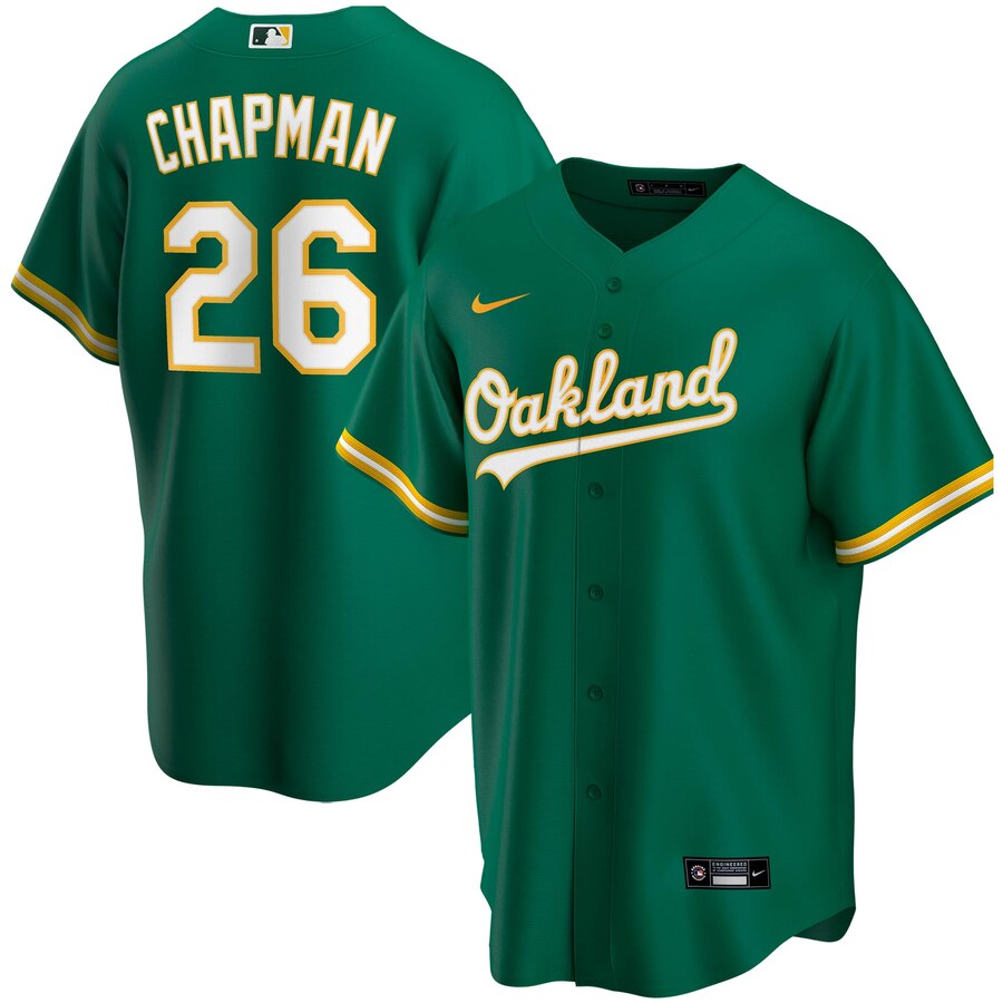 Matt Chapman Oakland Athletics Alternate 2020 Replica Player Baseball Jersey ÃƒÂ¢Ã¢â€šÂ¬Ã¢â‚¬Å“ Kelly Green