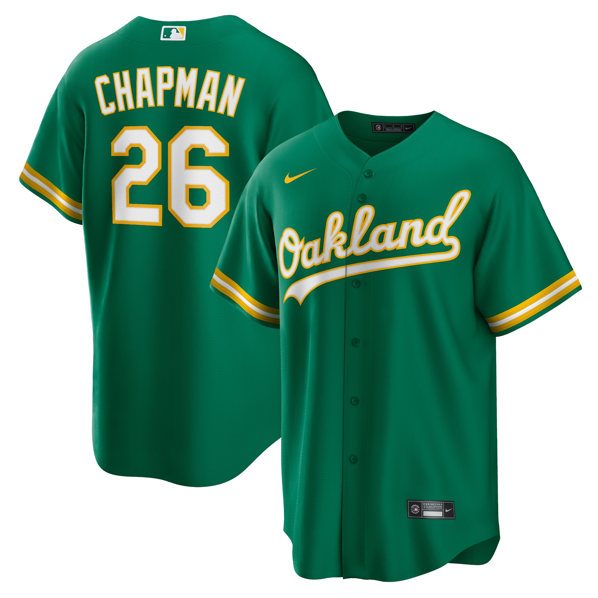 Matt Chapman Oakland Athletics Alternate Replica Player Name Baseball Jersey - Kelly Green