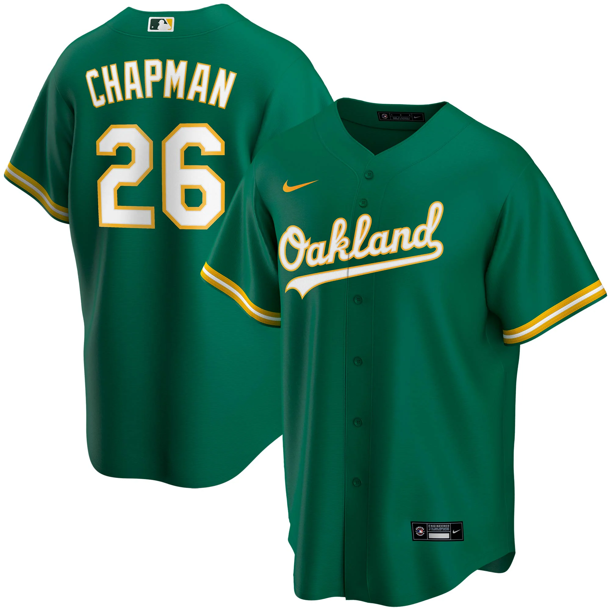 Matt Chapman Oakland Athletics Youth Alternate Replica Player Baseball Jersey - Kelly Green