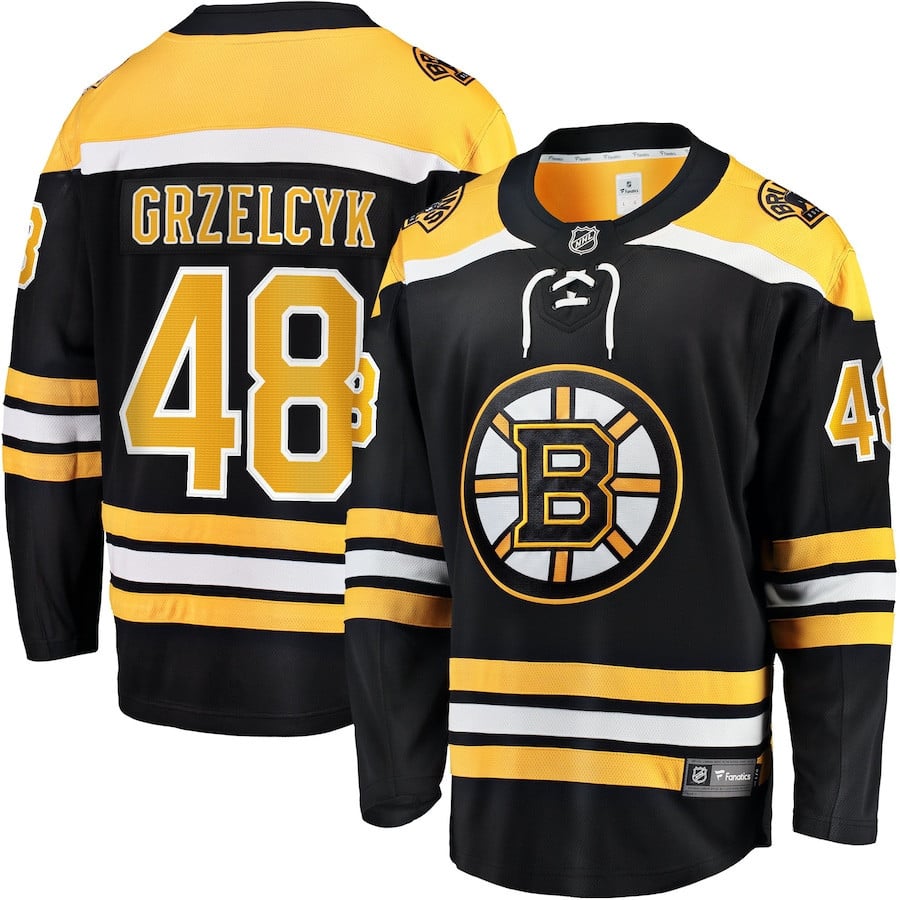Matt Grzelcyk 48 Boston Bruins Home Breakaway Hockey Jersey - Men, Black - JS208 