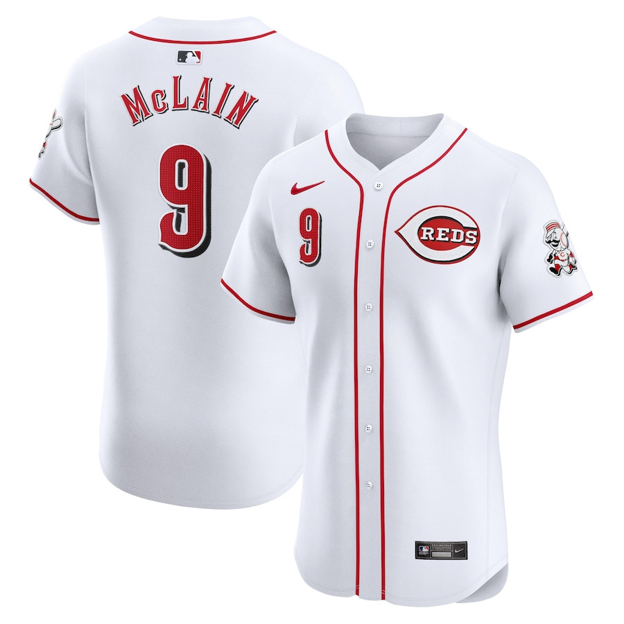 Matt McLain 9 Cincinnati Reds Home Elite Player Men Baseball Jersey - White