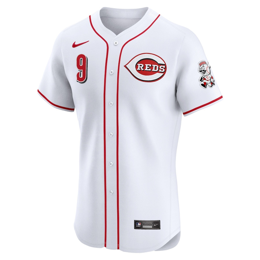 Alternative view of Matt McLain 9 Cincinnati Reds Home Elite Player Men Baseball Jersey - White