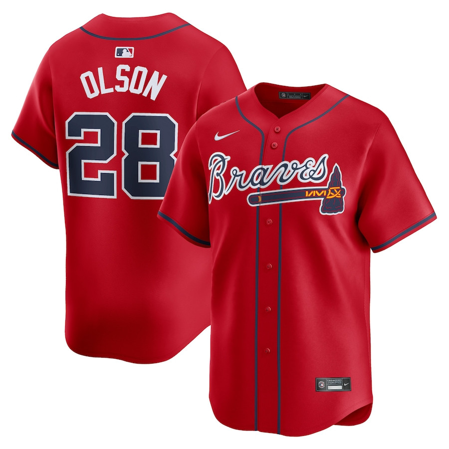 Matt Olson 28 Atlanta Braves Alternate Limited Men Baseball Jersey - Red - JS360