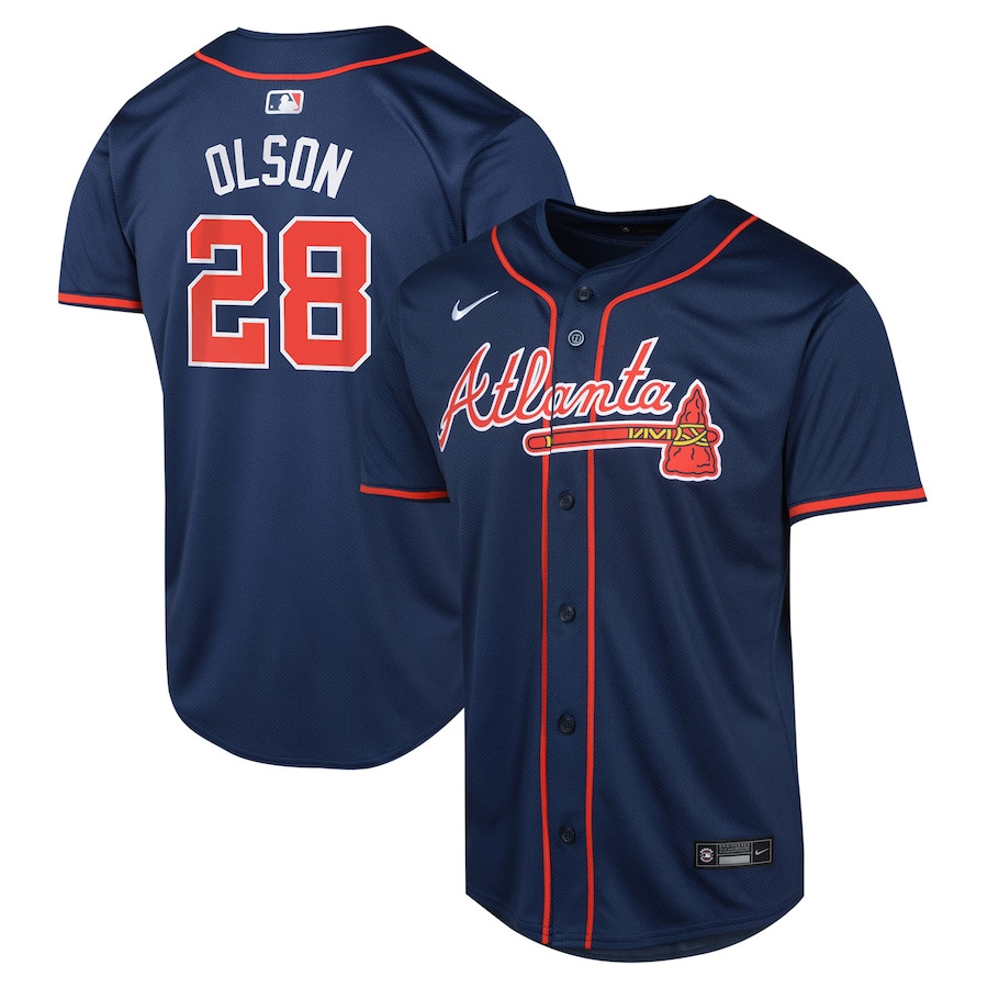 Matt Olson 28 Atlanta Braves Alternate Limited YOUTH Baseball Jersey - Navy - JS399